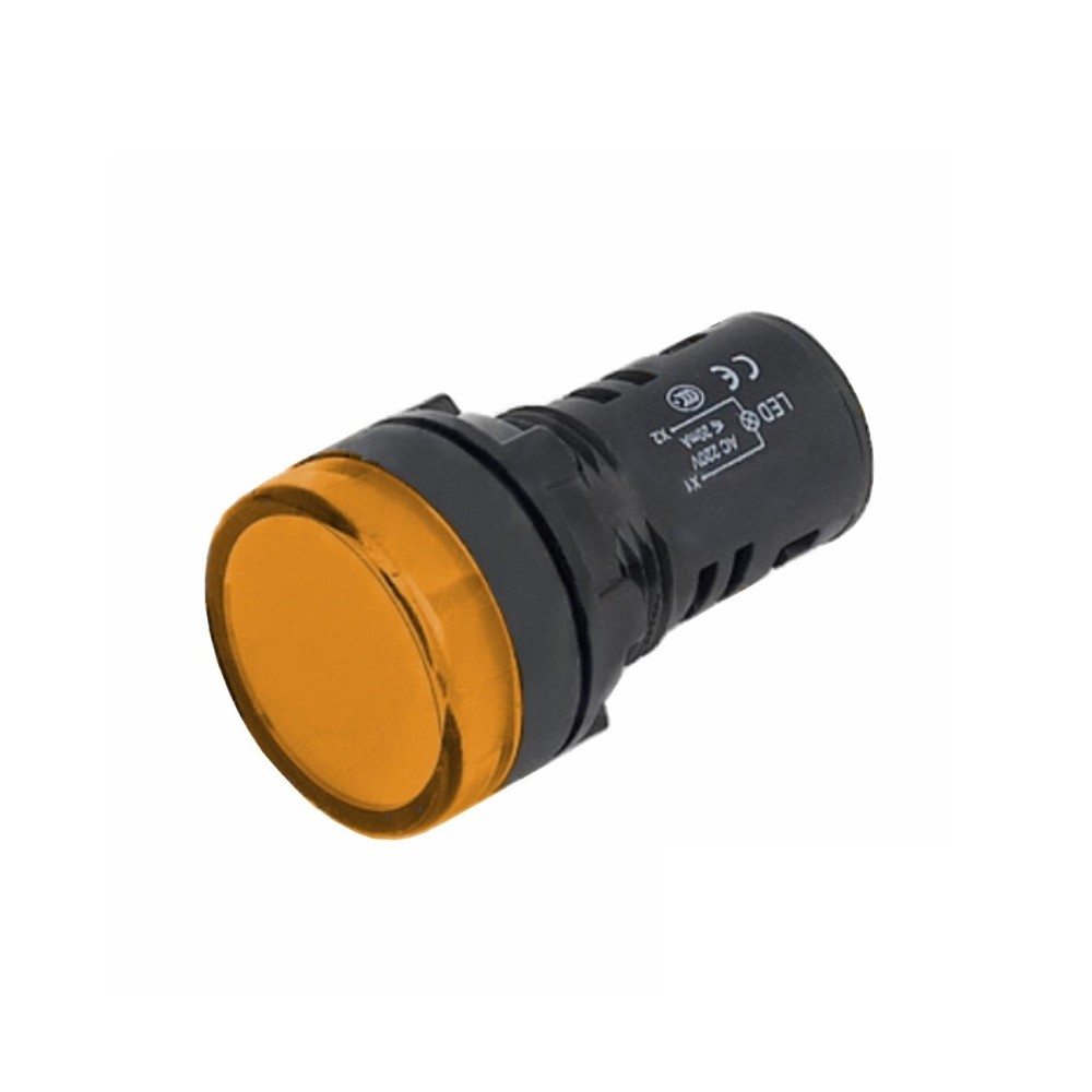 PILOTO REDONDO PAINEL Ø19.5mm 12V AMARELO