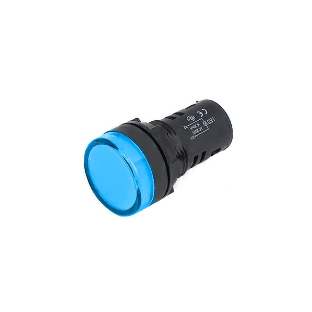 PILOTO REDONDO PAINEL Ø19.5mm 12V AZUL