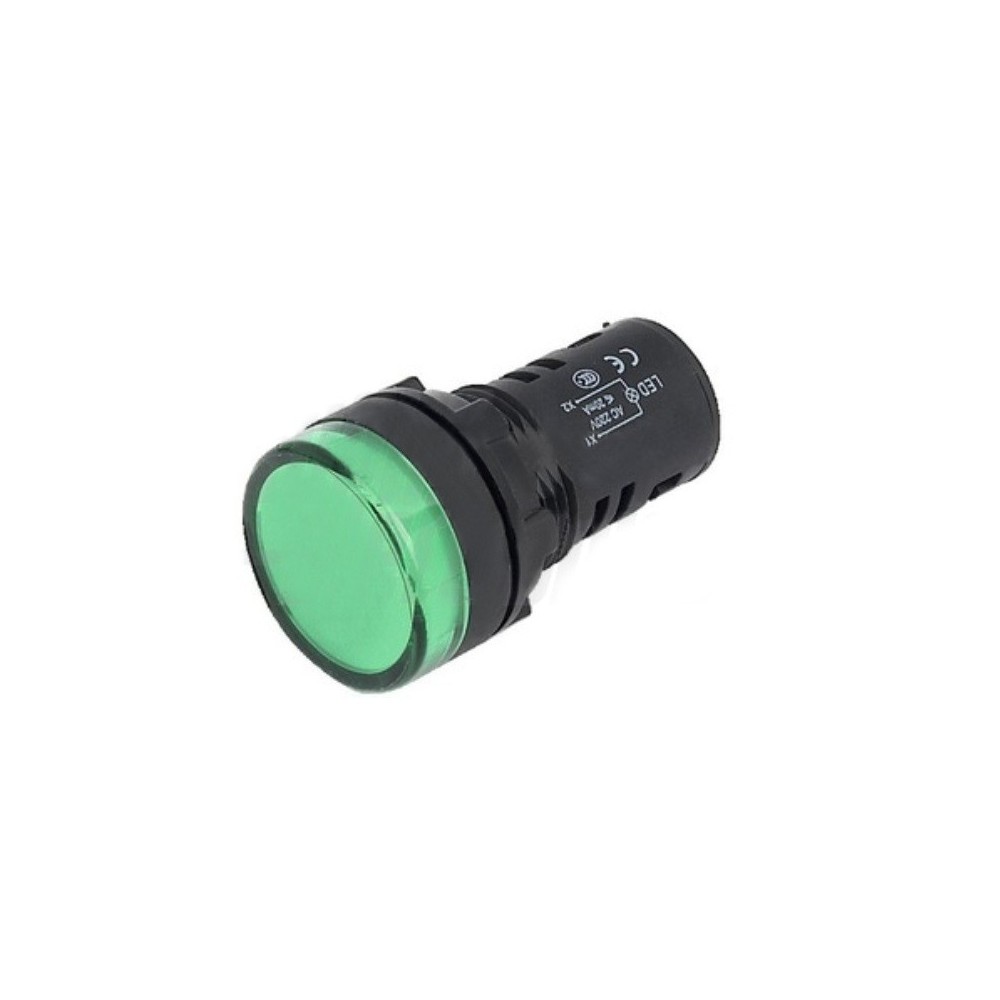 PILOTO REDONDO PAINEL Ø19.5mm 12V VERDE