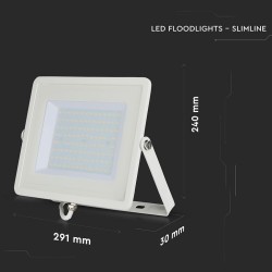 PROJETOR SLIM BRANCO SMD 100W 100-240V BRANCO QUENTE