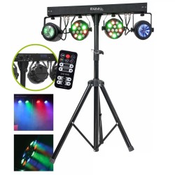 CONJUNTO 2 LED PAR + 2 MOONFLOWER DMX C/ SUPORTE