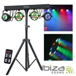 CONJUNTO 2 LED PAR + 2 MOONFLOWER DMX C/ SUPORTE