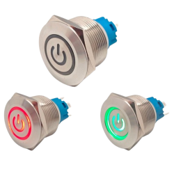 INTERRUPTOR ANTI VANDALO Ø19mm OFF-ON 12V VERDE/VERMELHO