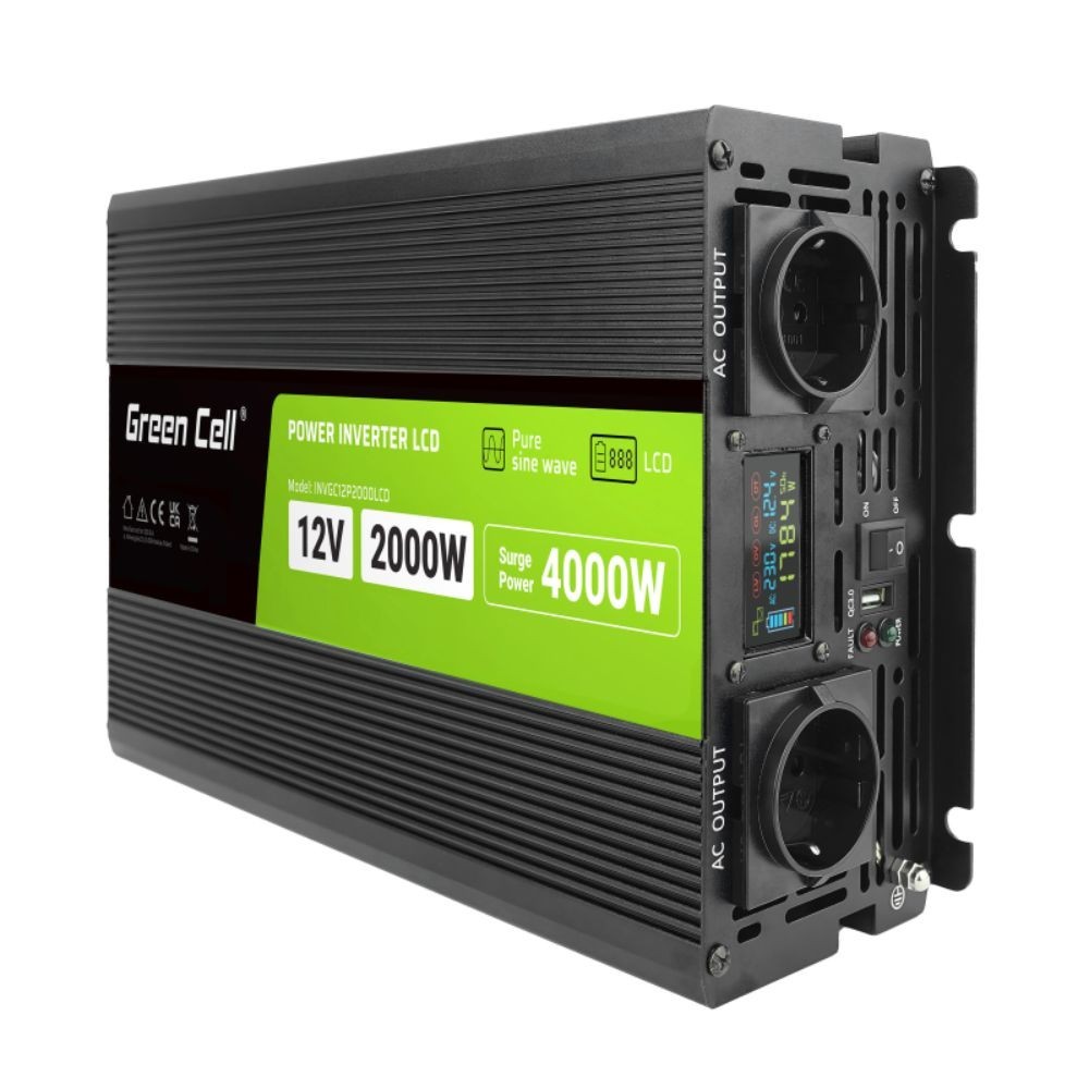 INVERSOR 12VDC/230VAC 2000W ONDA PURA C/ LCD
