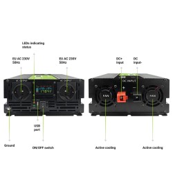 INVERSOR 12VDC/230VAC 2000W ONDA PURA C/ LCD