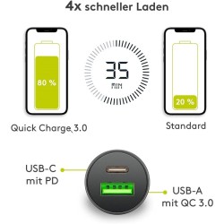 CARREGADOR ISQUEIRO 2 SAIDAS USB-A / USB-C PD 3.0