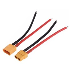 CONJUNTO FICHAS XT60 MACHO / FEMEA PARA BATERIA CABO 10CM