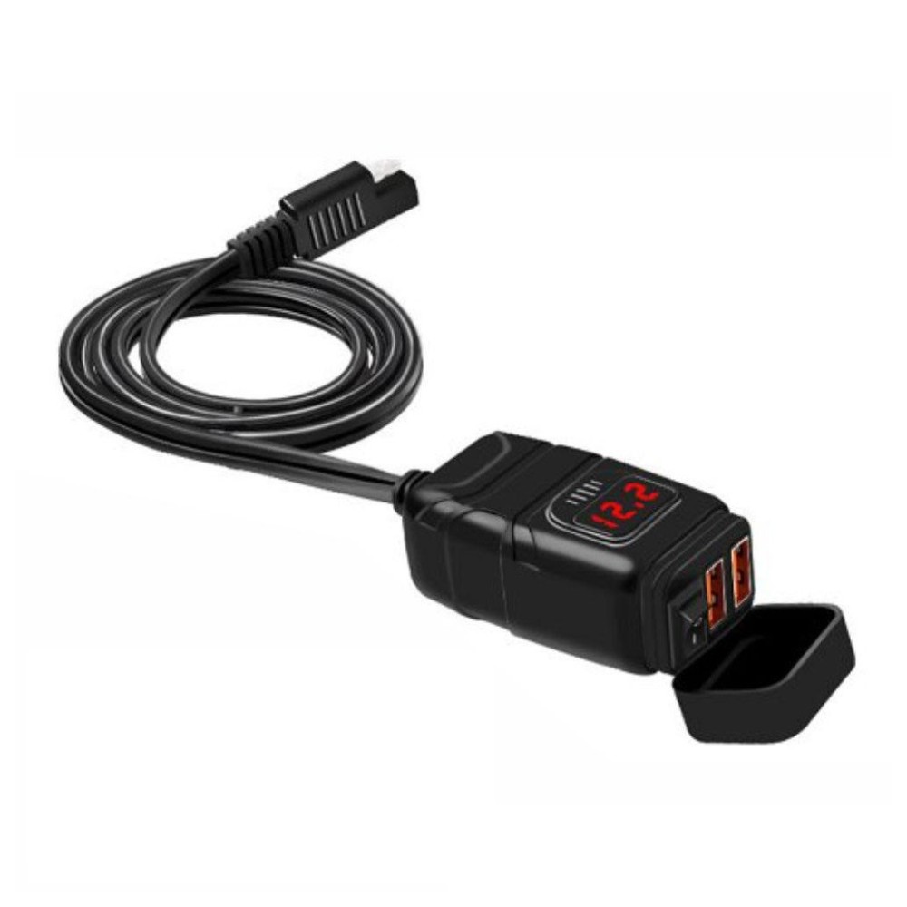 TOMADA 2 x USB-A 3.0 COM DISPLAY PARA MOTA