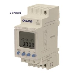 PROGRAMADOR HORARIO 2 CANAIS SEMANAL ANUAL DIGITAL CALHA DIN 16A ORNO
