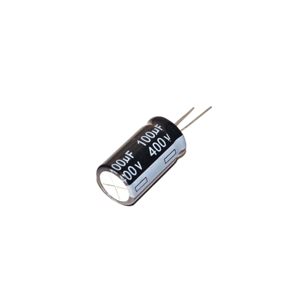 CONDENSADOR ELETROLITICO 100uF 400V VERTICAL CONDENSADOR ELETROLITICO 100uF 400V VERTICAL
