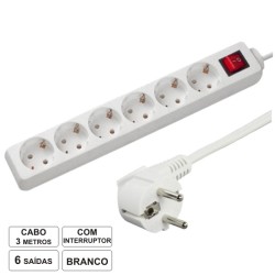 EXTENSAO CORRENTE SCHUKO 6 VIAS + INTERRUPTOR 3MTS