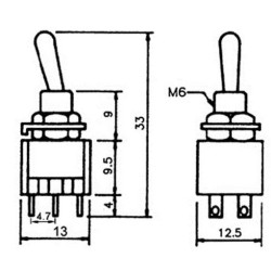 INTERRUPTOR ALAVANCA INVERSOR 2C 2P ON-ON 3A 250V