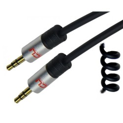 EXTENSAO AUDIO JACK 3.5 MACHO MACHO STEREO 1.5MT ESPIRAL DCU