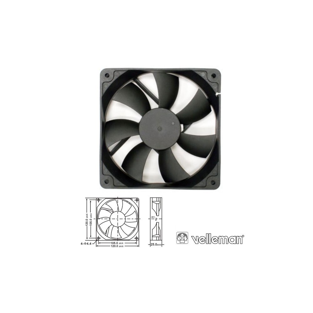 VENTILADOR 12VDC 120X120X25mm fric