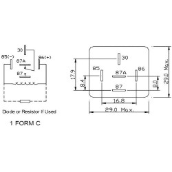 RELE 24V DC 30-40A FASTON 1 INVERSOR PARA AUTO
