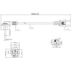 CABO ALIMENTACAO SCHUKO MACHO / USA FEMEA 5MTS