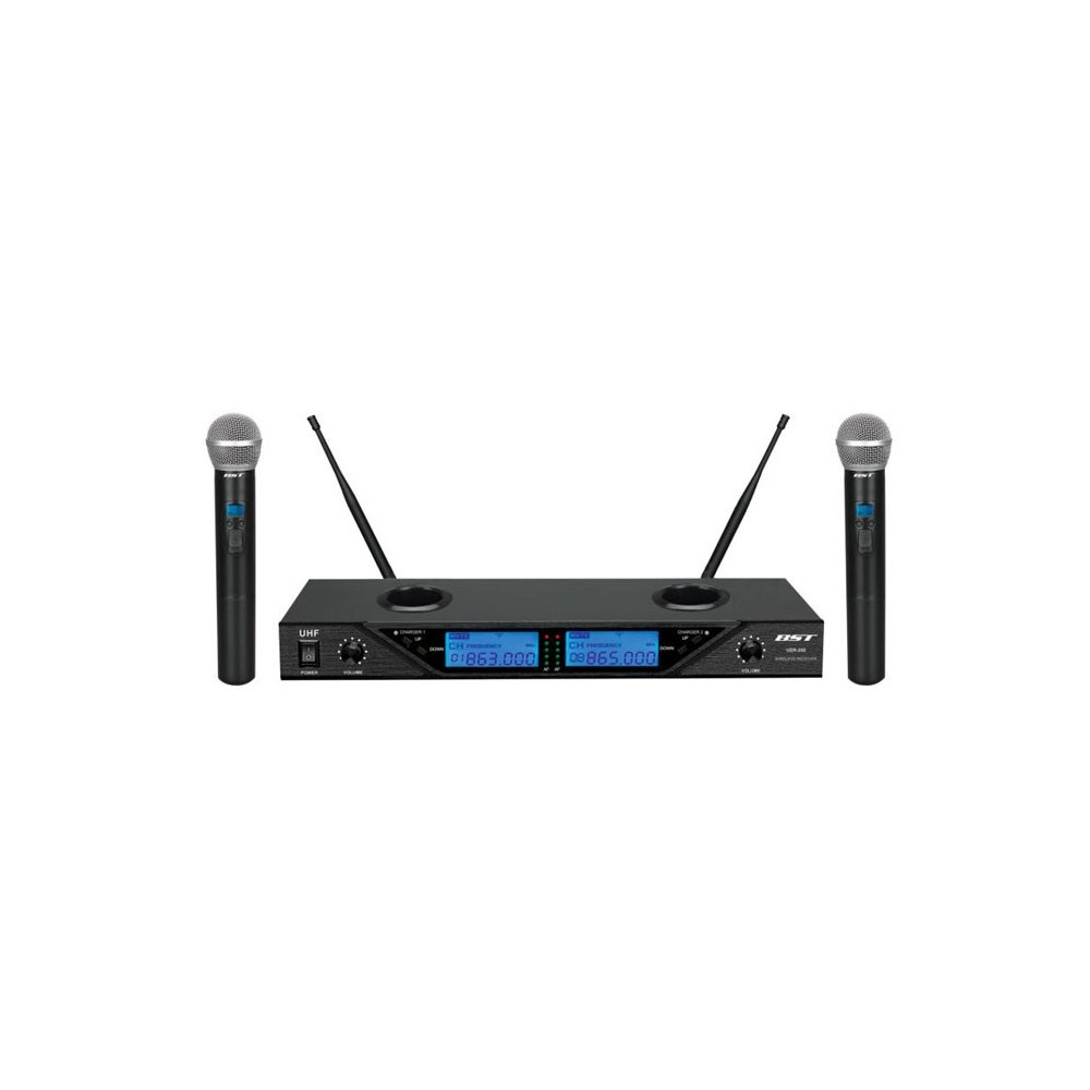 MICROFONE S/FIOS 2 CANAIS UHF 8 FREQ.