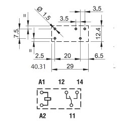 RELE FINDER 24VAC 1C 10A R:3,5mm CIRCUITO IMPRESSO