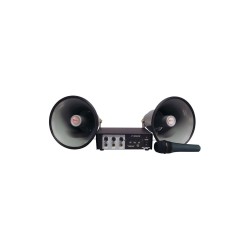 KIT AMPLIFICADOR 230V/12VDC + 2 CORNETAS + MICROFONE MARK