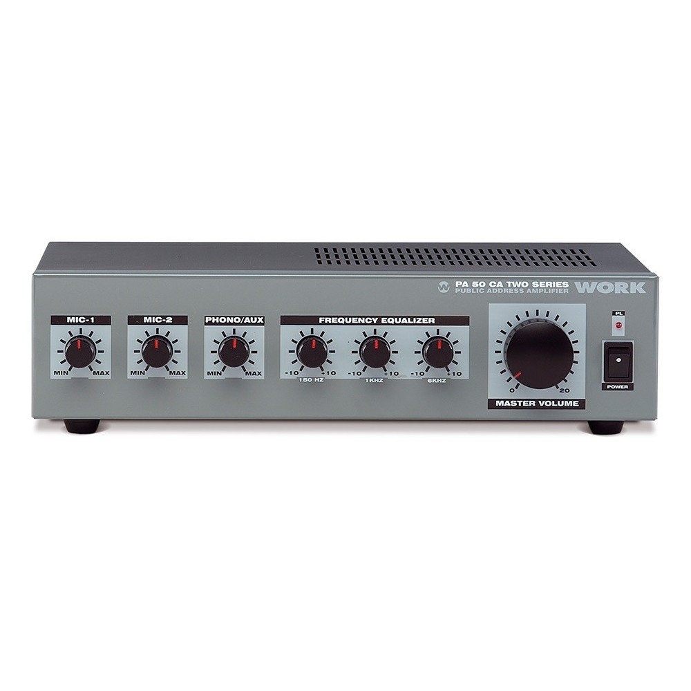 WORK PA50 AMPLIFIFICADOR 4-8-16 0hms E 100V  2XMIC+2XAUX WORK