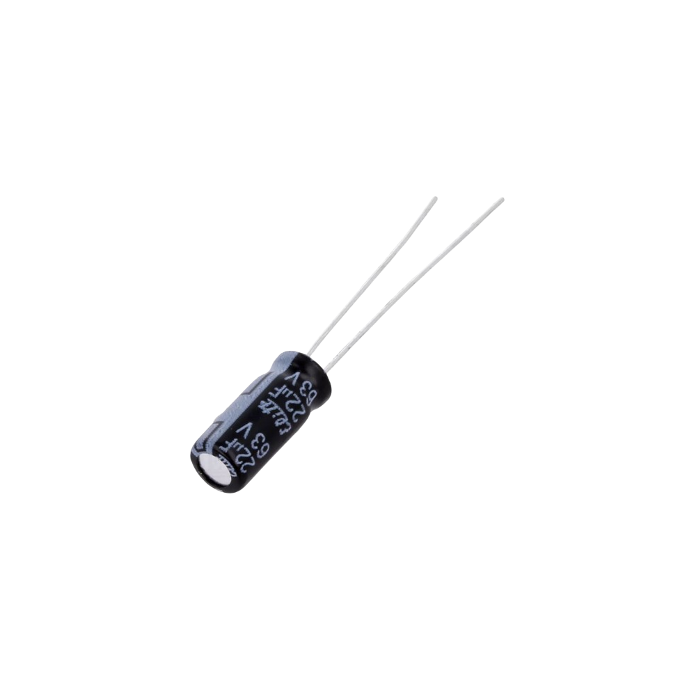 CONDENSADOR ELETROLITICO 22uF 63V VERTICAL