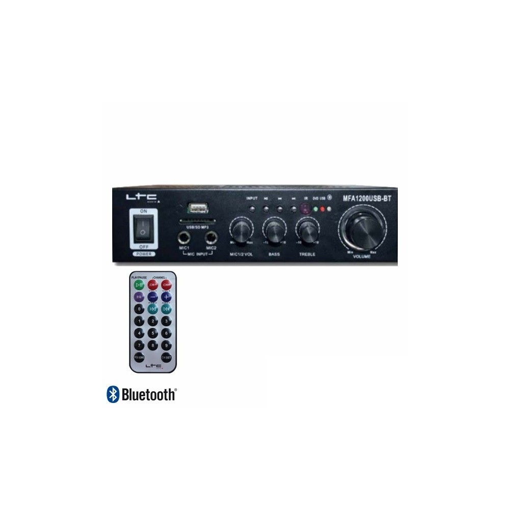 AMPLIFICADOR KARAOKE 2X50W 8-16 Ohms 220VAC/12DC