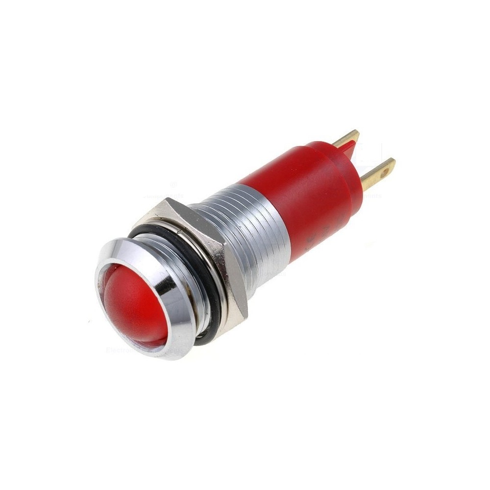 AVISADOR LED CONCAVO 12-14VDC OU AC VERMELHO IP67