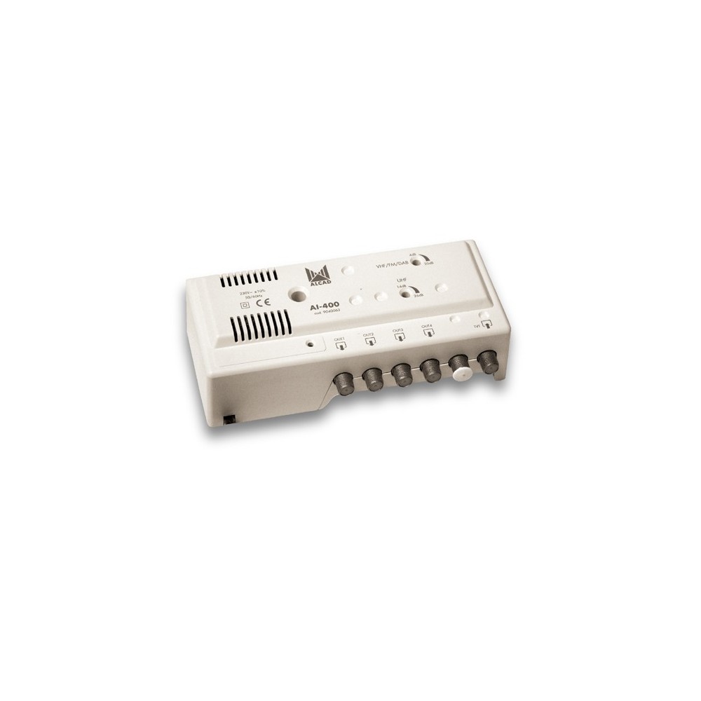 AMPLIFICADOR PARA VIVENDA VHF/S/UHF 4 SAIDAS 20/26db / SAIDA 102db