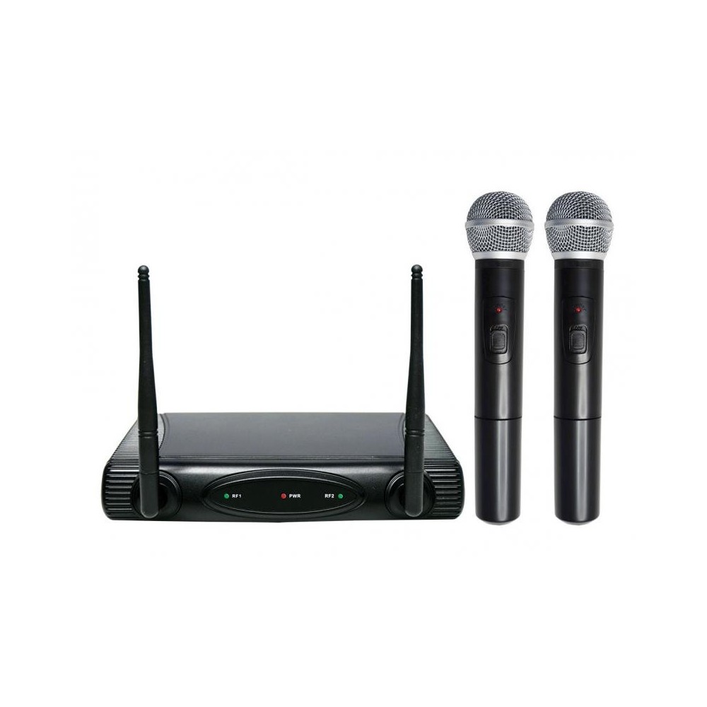 MICROFONE DE MÃO SEM FIOS (2) + RECEPTOR VHF MICROFONE DE MÃO SEM FIOS (2) + RECEPTOR VHF