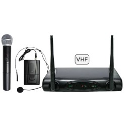 MICROFONE DE MÃO E CABEÇA S/FIOS +RECEPTOR VHF
