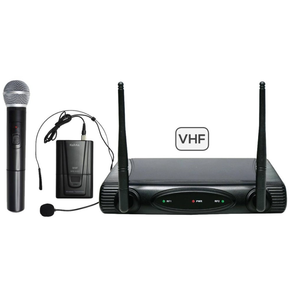 MICROFONE DE MÃO E CABEÇA S/FIOS +RECEPTOR VHF MICROFONE DE MÃO E CABEÇA S/FIOS +RECEPTOR VHF