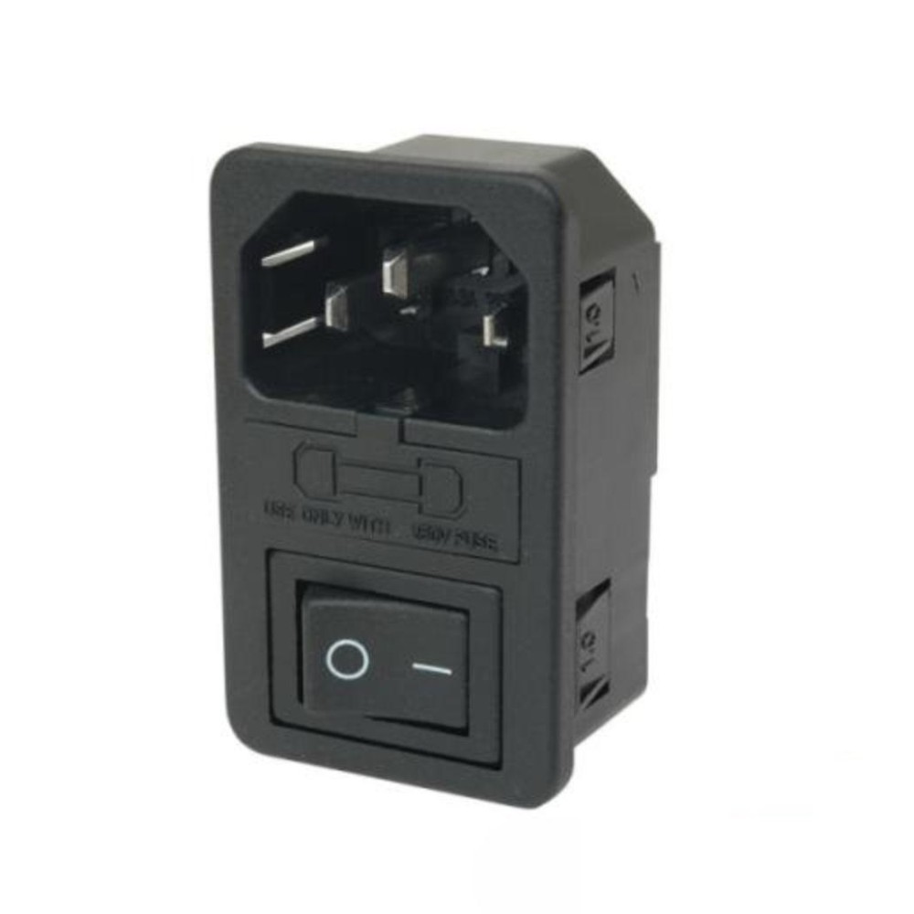 FICHA USA MACHO PAINEL COM FUSIVEL + INTERRUPTOR