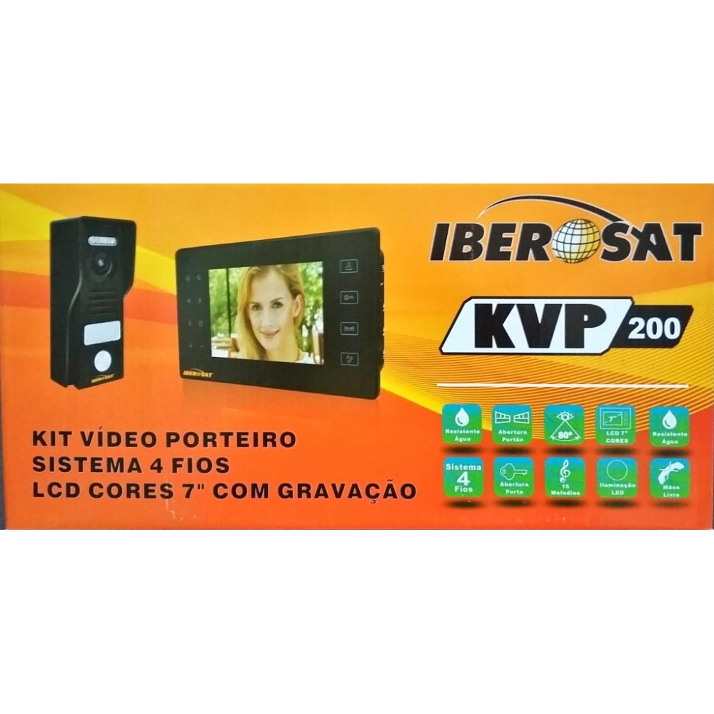 KIT VIDEO PORTEIRO C/ LCD 7" COM GRAVAÇÃO 4 FIOS