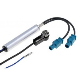AMPLIFICADOR DE ANTENA AUTO RADIO 2X FAKRA P/ ISO MACHO 90º