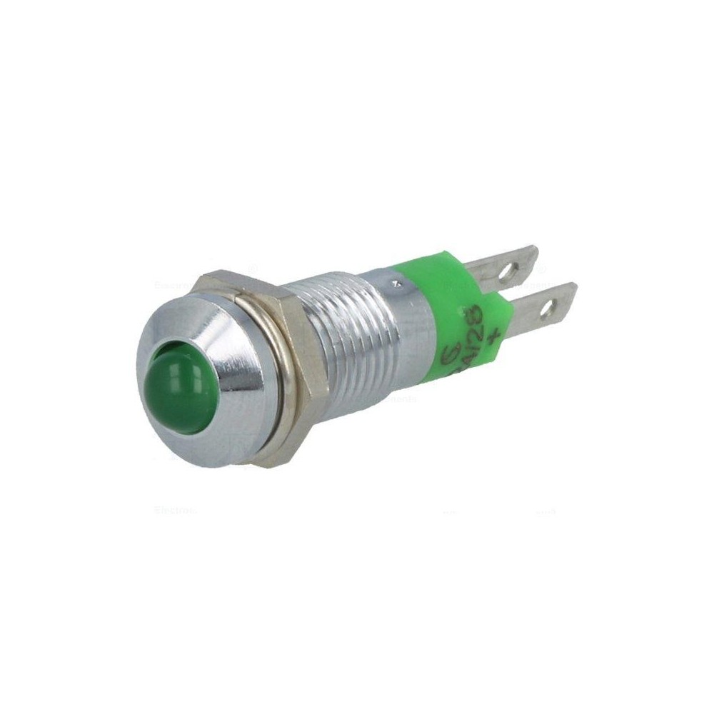 LED VERDE COM SUPORTE METAL 24V 8,2mm IP40