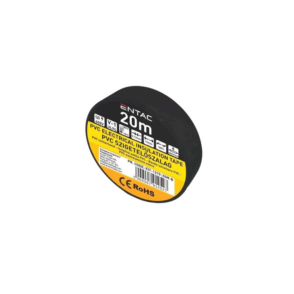 FITA ISOLADORA PVC PRETO ROLO 20MTS
