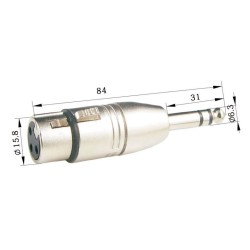 ADAPTADOR XLR 3P FEMEA / JACK 6.35 MACHO STEREO