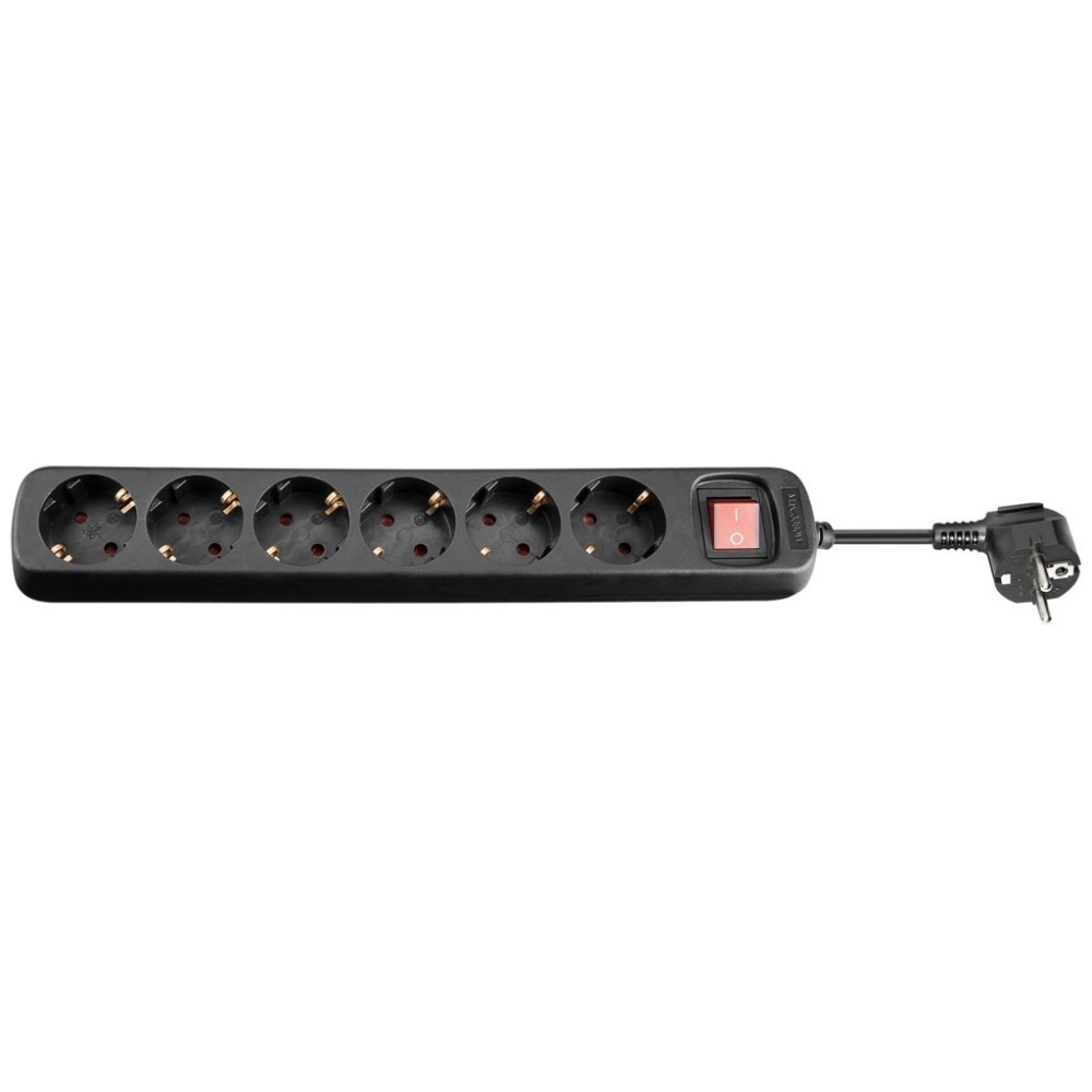 EXTENSAO CORRENTE SCHUKO 6 VIAS + INTERRUPTOR 3MTS PRETO