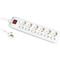 EXTENSAO CORRENTE SCHUKO 6 VIAS 6 INTERRUPTORES + 1 GERAL 1,5MT