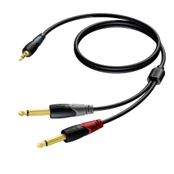 CABO AUDIO JACK 3.5MM ST - 2 x JACK MACHO 6.3 1.5MT PROCAB