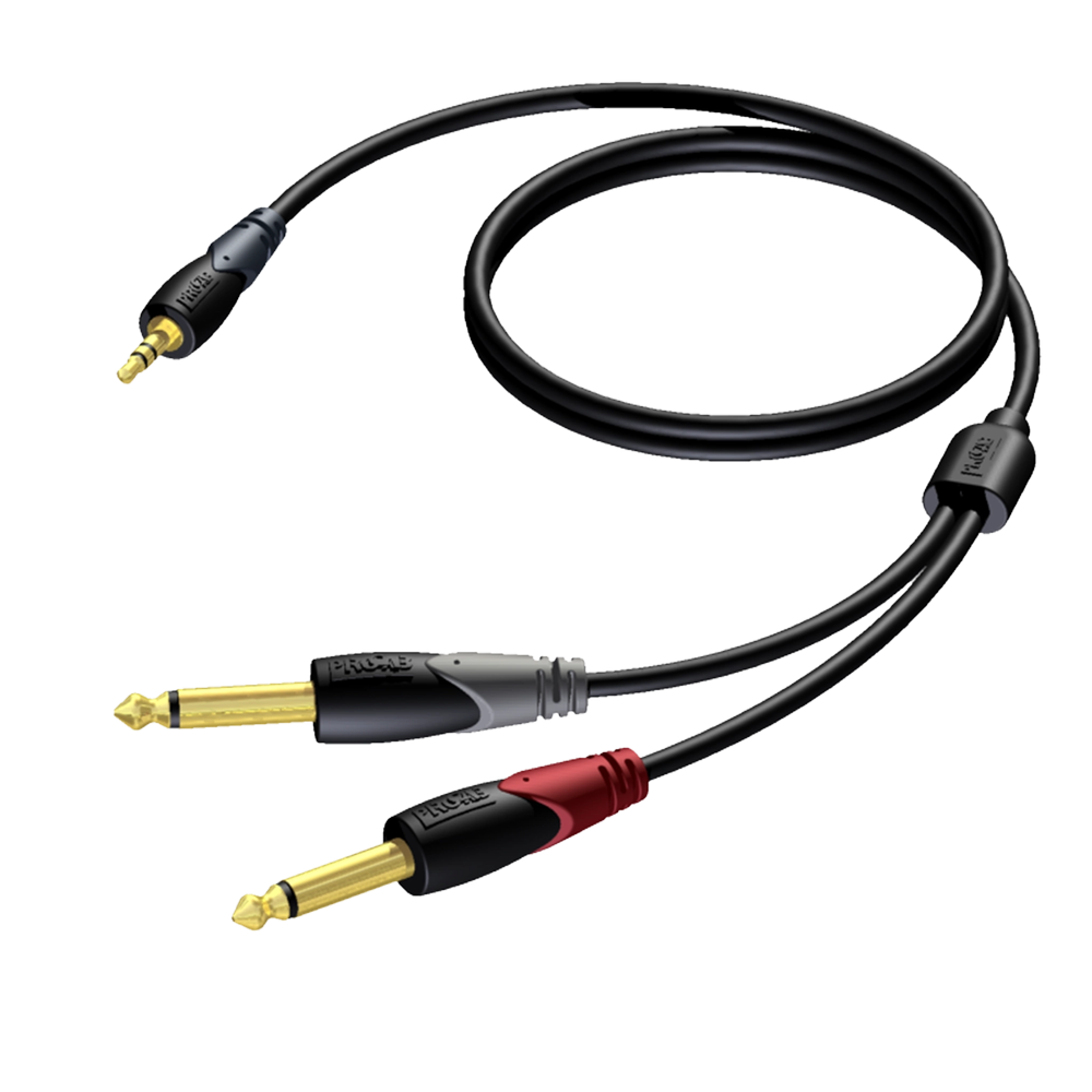 CABO AUDIO JACK 3.5MM ST - 2 x JACK MACHO 6.3 1.5MT PROCAB