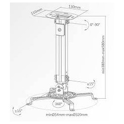 SUPORTE DE TETO UNIVERSAL 360º PARA PROJETOR 14KG