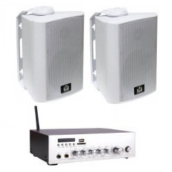 KIT AMPLIFICADOR 220V 60W C/ 2 COLUNAS 4" 20W VSOUND