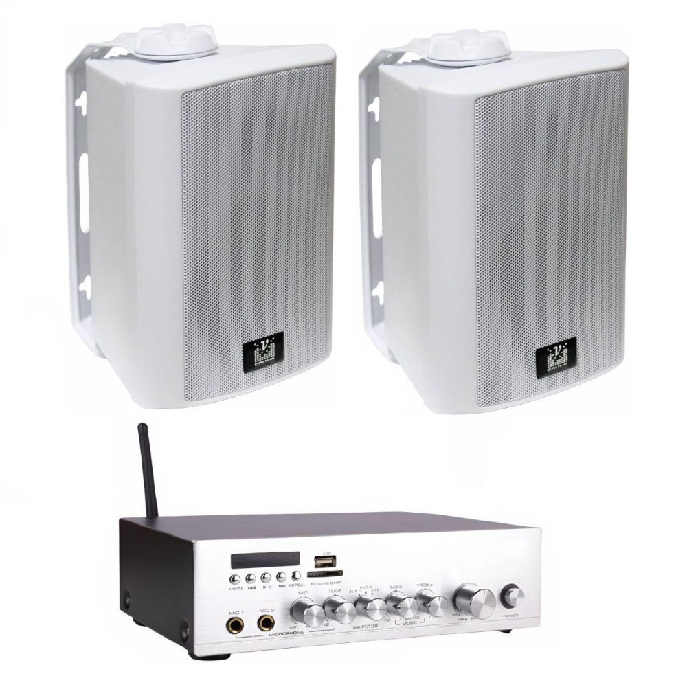 KIT AMPLIFICADOR 220V 60W C/ 2 COLUNAS 4" 20W VSOUND