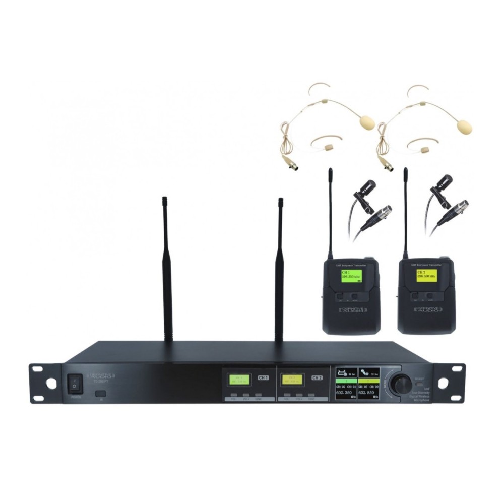 SISTEMA DUPLO WIRELESS UHF TRUE DIVERSITY CABEÇA E LAPELA