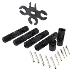 FICHA SOLAR MC4 MACHO + FÊMEA + TERMINAIS 2,5x4mm2 PACK 5 UNID.
