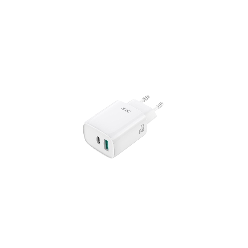 CARREGADOR 1xUSB-C + 1xUSB-A PD 30W GaN XO
