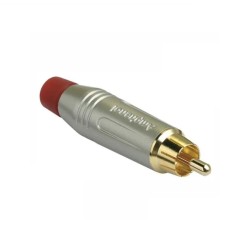 FICHA RCA MACHO DOURADA METALICA VERMELHA AMPHENOL