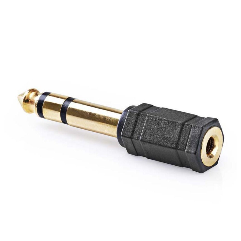 ADAPTADOR JACK 6.3 MACHO / JACK 3.5 FEMEA STEREO DOURADO