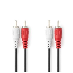 Extensão 2 x RCA Macho / 2 x RCA Macho, 3 metros